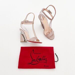 Christian Louboutin Levitallo 100 Sandals EU 36.5 US 6.5 Rose Gold Glitter Wedge